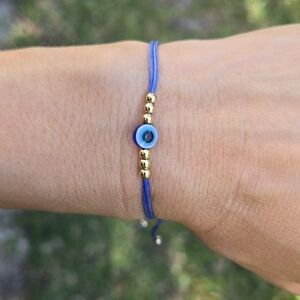 Blue and Gold Evil Eye Bracelet
